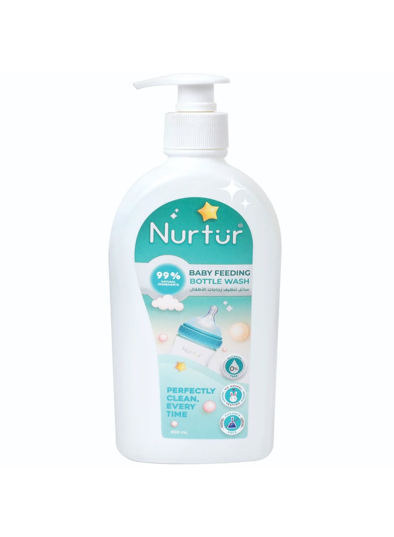 Nurtur Baby Bottle Liquid Cleanser 500mL Kills 99% Bacteria, Alcohol-Free, Paraben-Free, Multipurpose Liquid Cleanser Wash Safe for Bottles, Breast Pumps, Toys & Feeding Essentials - Image 1